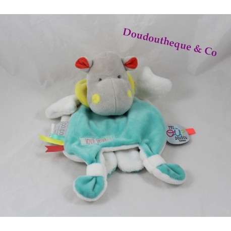 Doudou cape Don and company Tatoo white green hippo