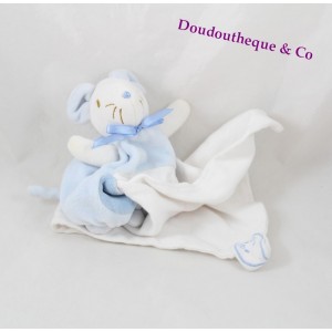 Doudou handkerchief mouse blue white candy CANE bow Pocket blue 40 cm