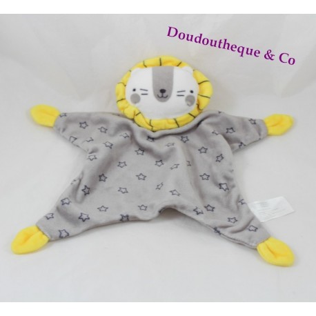 Doudou flachen Löwe ZEEMAN Stern 30 cm Glocke gelb grau Doudou flachen Löwe ZEEMAN Stern 30 cm Glocke gelb grau