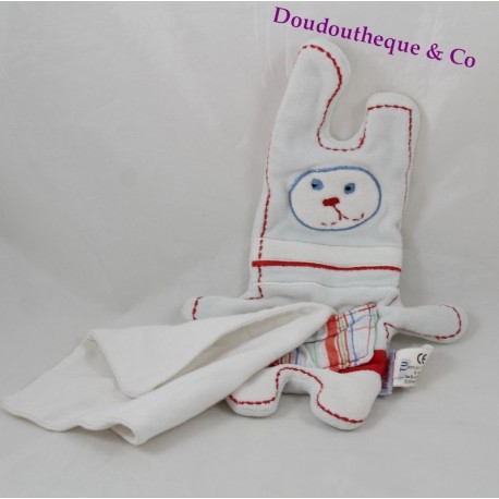 Doudou Taschentuch Kaninchen rot blau weiß MARÈSE 27 cm