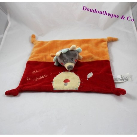 Doudou flachen Igel JOGYSTAR Kiabi Leon Igel rot orange Pilz 26 cm