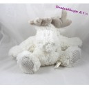Peluche cerf MAXITA renne blanc poils longs rayures 25 cm