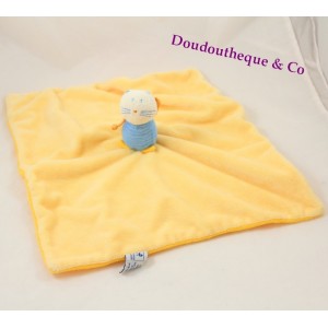 DouDou piatto gatto P' piccolo DODO blu giallo quadrato cm 33