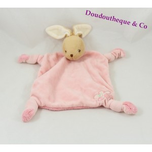 Doudou Kaninchen flach KALOO Lilirose Blume rosa 4 Knoten