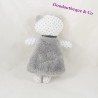 Doudou Katze IKKS Superhelden Cape und Maske grau weiß graue Erbsen 20 cm