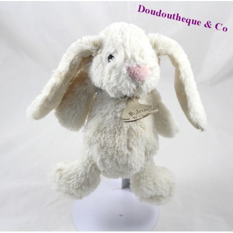 Doudou conejo oso historia beige nariz rosa 22 cm