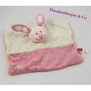 Doudou plana rosa beige rectángulo TEX bebé conejo naranja 24 cm