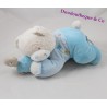 Teddy musical bear TEX blue BABY lying turtle doudou crossroads 30 cm