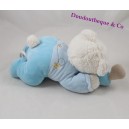 Teddy musical bear TEX blue BABY lying turtle doudou crossroads 30 cm