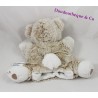 Marioneta de Doudou oso blanco moteado beige TEX Carrefour 24 cm