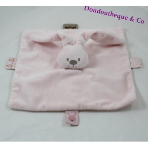 Coniglio piatto peluche NATTOU Lapidou rosa quadrato 25 cm