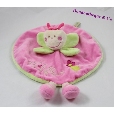 Doudou flachen Blume TITOUTAM Lilifleur Grün Pink 31 cm