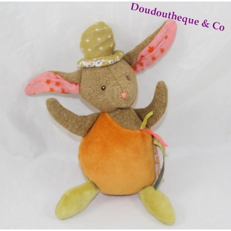 Doudou Kaninchen MOULIN ROTY Rassel Bell 20 cm tartempois