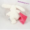 Doudou mouchoir lapin BABY NAT' Les câlins blanc rose BN071 18 cm