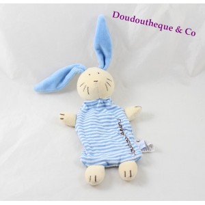 Doudou conejo JACADI plana rayas azul beige Doudou conejo 30 cm