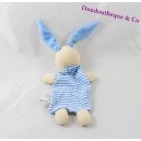 Doudou rabbit flat JACADI striped blue beige Doudou rabbit 30 cm