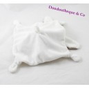 Doudou plat lapin TEX BABY bandana taupe blanc foulard Carrefour 21 cm