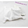 Doudou plat lapin TEX BABY bandana taupe blanc foulard Carrefour 21 cm