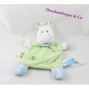 Doudou flachen Zebra Pferd Esel Bebereve CASINO grünen Schal blau 26 cm