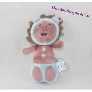 Rattle lion OBAÏBI blue and purple mane OKAÏDI Doudou 18 cm
