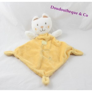 Doudou flachen Katze Kleid gelbe Raute GEMO Biene 34 cm