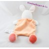 Doudou flat rabbit KIABI orange heart bell pea pattern 25 cm