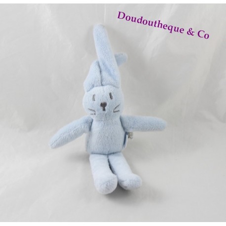 Mini Doudou Kaninchen bestickt blau JACADI Sohn grau 25 cm