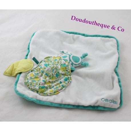 Doudou flachen quadratische weiße Apfelgrün OBAÏBI Biene Blatt 24 cm Doudou flachen quadratische weiße Apfelgrün OBAÏBI Biene Blatt 24 cm