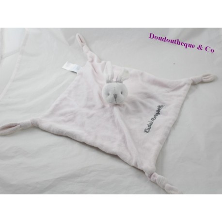 Doudou plat lapin CADET ROUSSELLE rose clair 26 cm