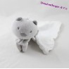 Doudou mouchoir chat SUCRE D'ORGE Cajou gris blanc 14 cm