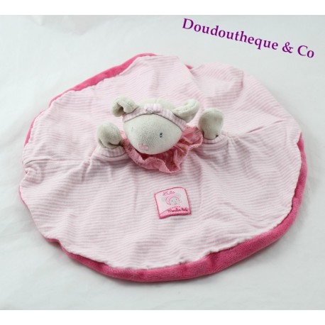 Doudou flachen Lila Maus MOULIN ROTY Runde rosa Puppe Lila und ungeordnete