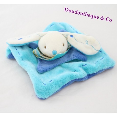 Doudou plat mini lapin DOUDOU ET COMPAGNIE bleu