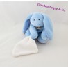 Doudou conejo DOUDOU y compañía azul pañuelo sentada de 14 cm flor blanca "mi frazada"