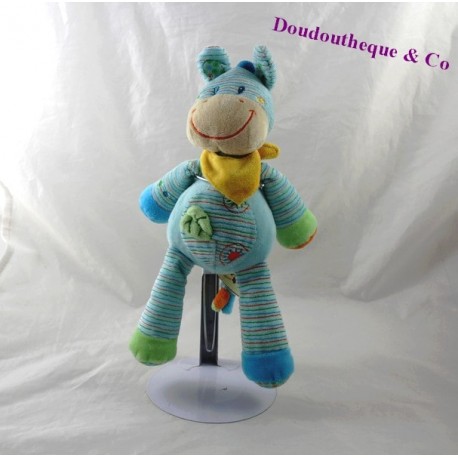 Plüschige Zebra NICOTOY Bandana gelb Streifen blau 28 cm Plüschige Zebra NICOTOY Bandana gelb Streifen blau 28 cm