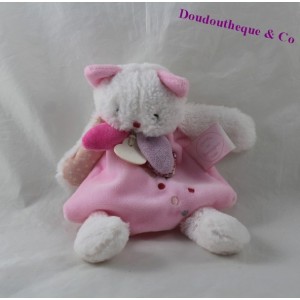 Doudou Taschentuch Chat, BLANKY und Unternehmen die Aufkleber weiß Rosa 30 cm