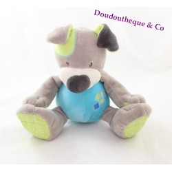 Doudou musical chien DOUKIDOU 18 cm bleu et gris