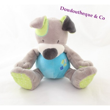 Doudou perro musical DOUKIDOU 18 cm azul y gris