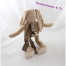 Plüsch Doudou Kaninchen der kleinen MARIE REYNAUD Beige Schal gestrickt Tweed 36 cm