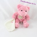 Peluche orsetto BABY NAT' orsetto rosa fazzoletto bianco 20 cm