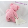 Peluche orsetto BABY NAT' orsetto rosa fazzoletto bianco 20 cm