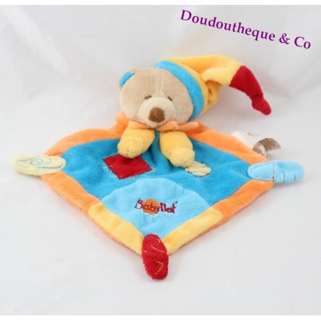 Doudou flachen tragen BABY NAT "Diamant-Orange und blau 20 cm Doudou flachen tragen BABY NAT "Diamant-Orange und blau 20 cm