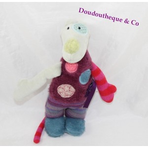 Doudou loup MOULIN ROTY Les jolis pas beaux violet bleu 22 cm