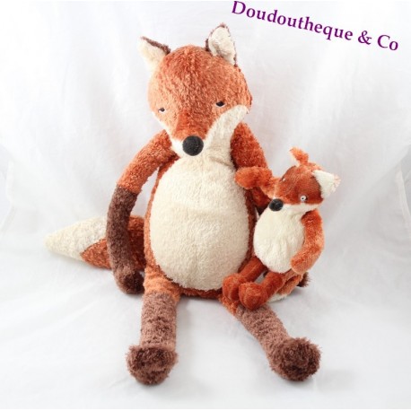 Peluche renard IKEA Klappar Rav avec bebe roux et noir tout mou 48