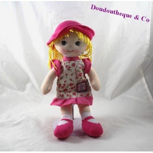 Plüsch Puppe Stoff Geschichte Bär Puppe blond Hut elegant rosa HO2226 32 cm