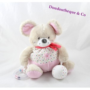 Despertar de peluche ratón palabras niños Rosa estrella Leclerc 20 cm