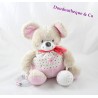 Awakening stuffed mouse words children's pink star Leclerc 20 cm
