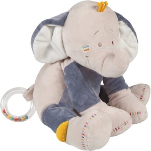 Bao y Wapi de peluche del elefante de Bao NOUKIE actividades azul 30 cm beige