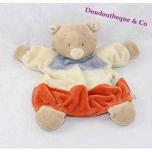 Doudou plat marionnette ours NOUKIE'S Australia Tonton orange oiseau