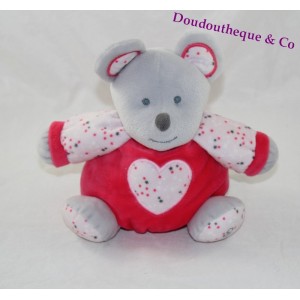 Doudou mausgrau Rosa OBAÏBI Herzform ball 22 cm