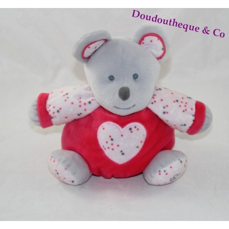 Doudou mausgrau Rosa OBAÏBI Herzform ball 22 cm